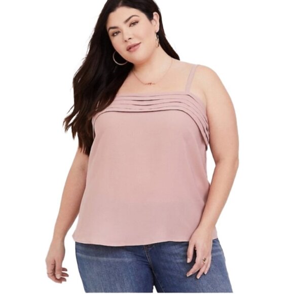 ❤️ 🆕 TORRID dusty pink georgette pleated cami Blouse Size 2X - Picture 1 of 10